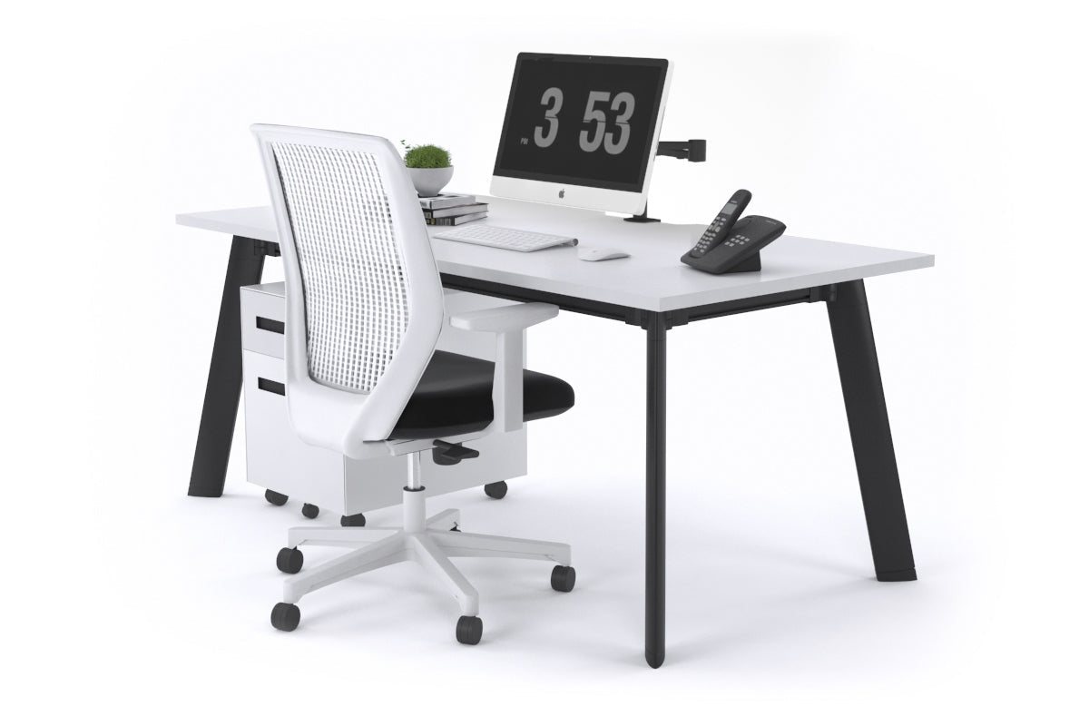 Switch Executive Desk [1600L x 800W with Cable Scallop] Jasonl black leg white none