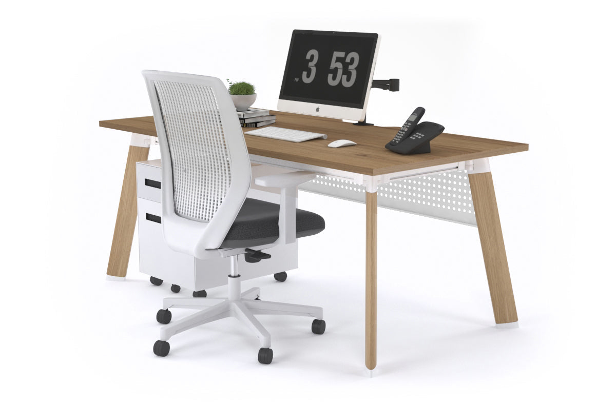 Switch Executive Desk [1600L x 800W with Cable Scallop]-wood imprint leg salvage oak modesty panel