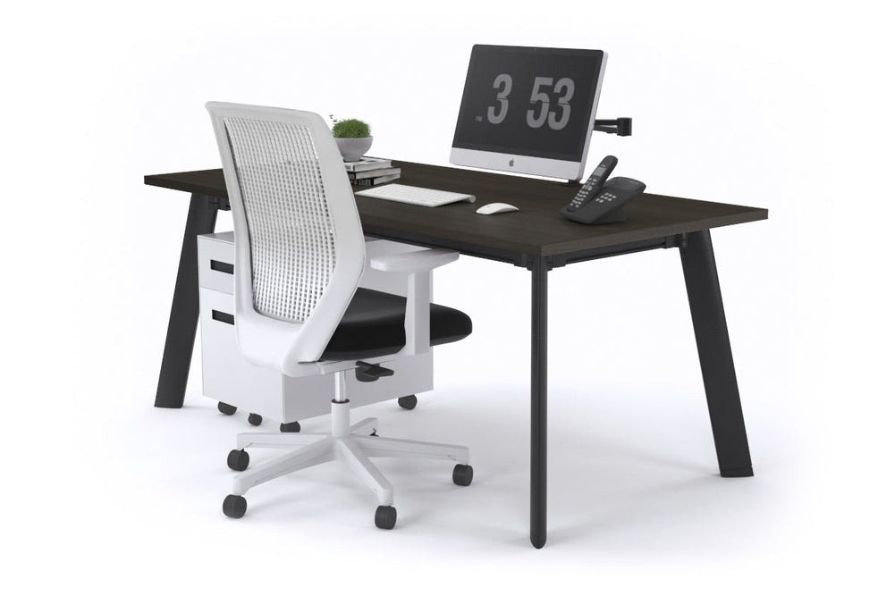 Switch Executive Desk [1800L x 700W]-black leg dark oak none