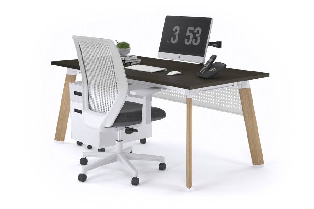 Switch Executive Desk [1800L x 700W]-wood imprint leg dark oak modesty panel