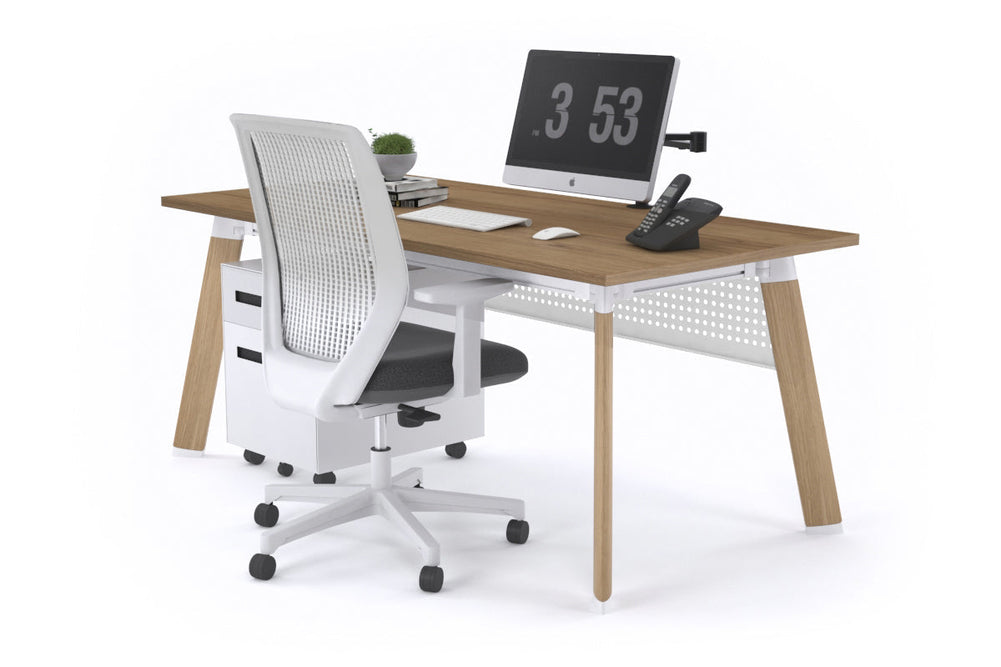 Switch Executive Desk [1800L x 700W]-wood imprint leg salvage oak modesty panel
