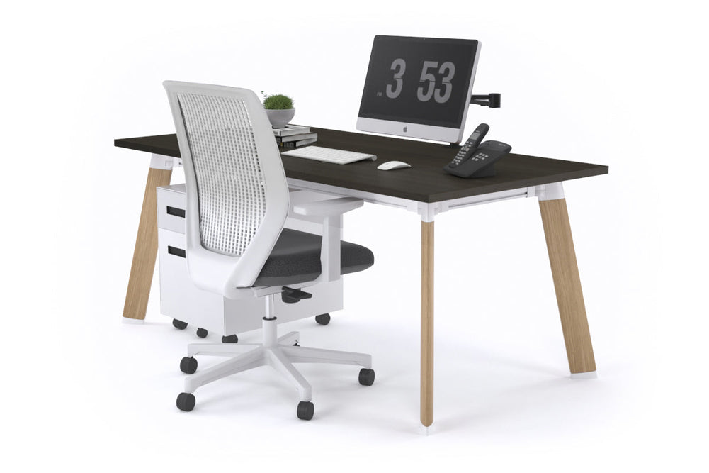 Switch Executive Desk [1800L x 700W]-wood imprint leg dark oak none