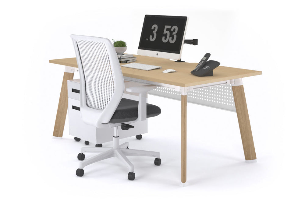 Switch Executive Desk [1800L x 800W with Cable Scallop]-wood imprint leg maple modesty panel