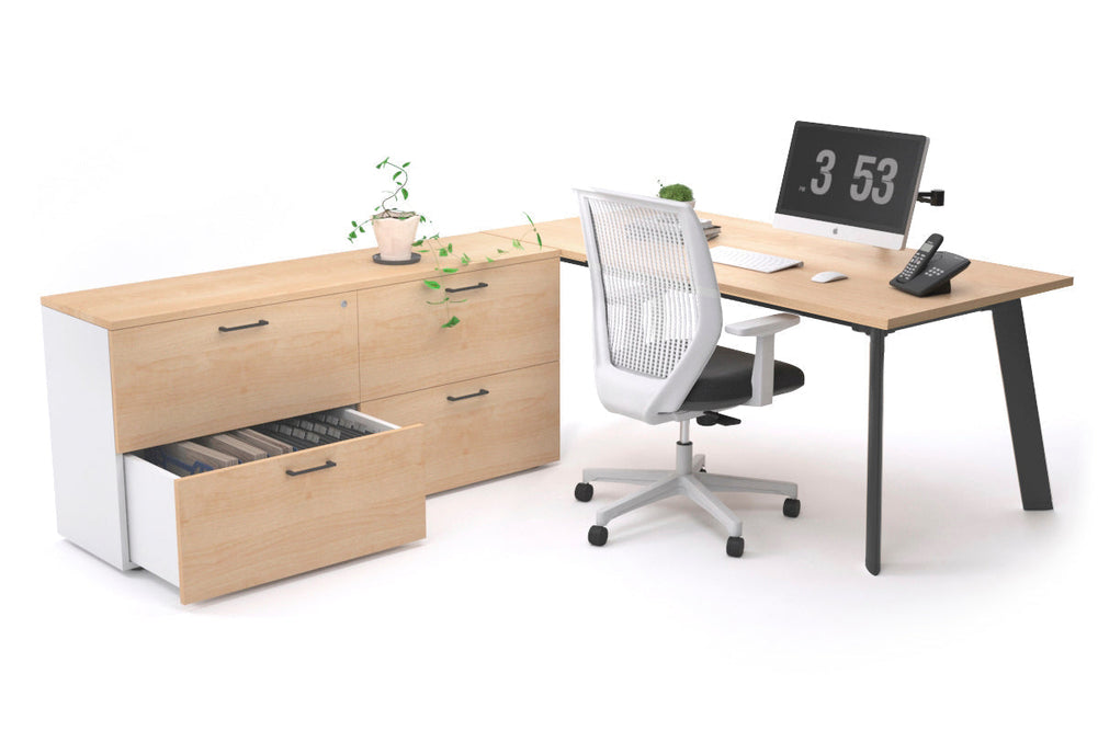 Switch Executive Setting With Uniform Spine - Black Frame [1600L x 700W]-maple none 4 drawer lateral filing cabinet