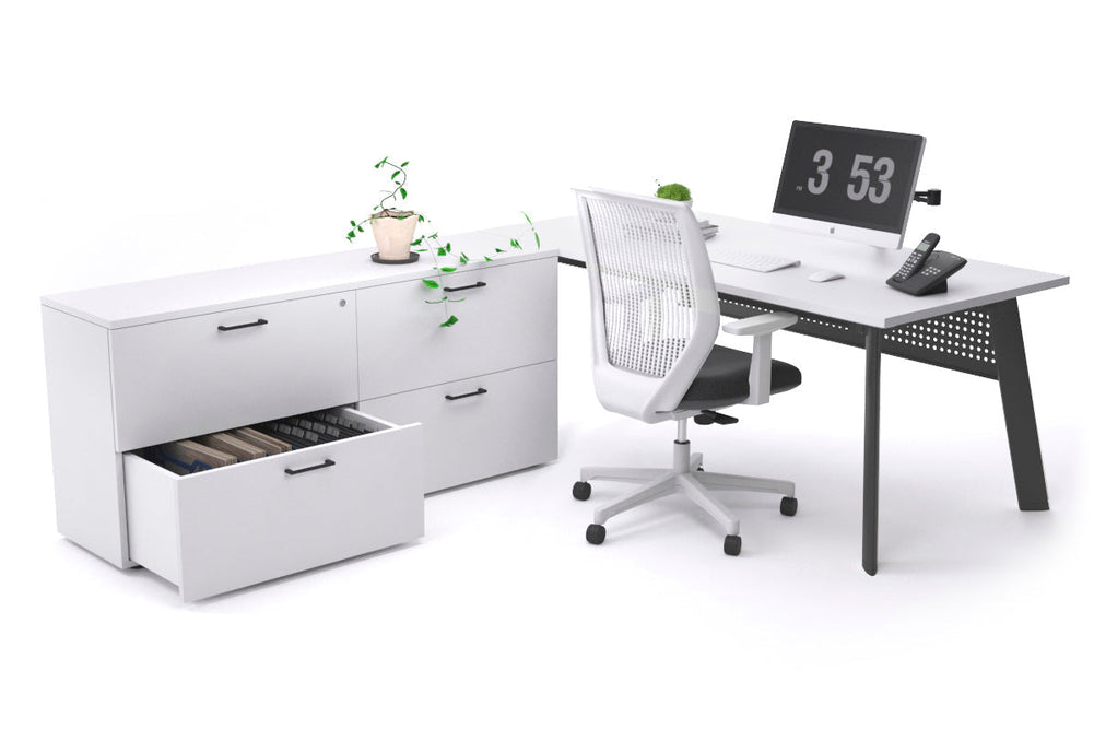 Switch Executive Setting With Uniform Spine - Black Frame [1600L x 700W]-white black modesty 4 drawer lateral filing cabinet