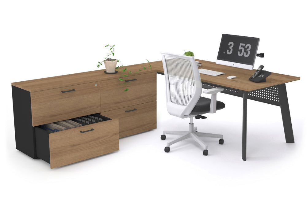 Switch Executive Setting With Uniform Spine - Black Frame [1600L x 700W]-salvage oak black modesty 4 drawer lateral filing cabinet