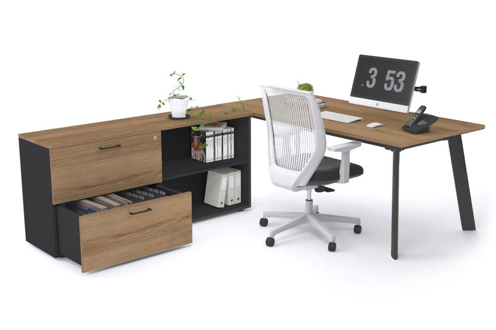 Switch Executive Setting With Uniform Spine - Black Frame [1600L x 700W]-salvage oak none 2 drawer open filing cabinet