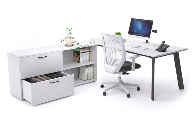 Switch Executive Setting With Uniform Spine - Black Frame [1600L x 800W with Cable Scallop] Jasonl white none 2 drawer open filing cabinet