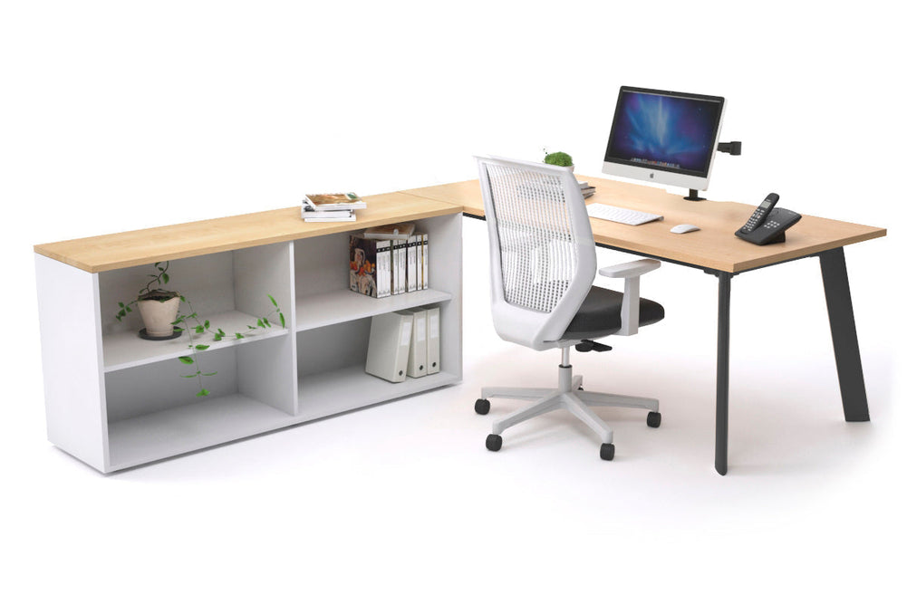 Switch Executive Setting With Uniform Spine - Black Frame [1600L x 800W with Cable Scallop]-maple none open bookcase