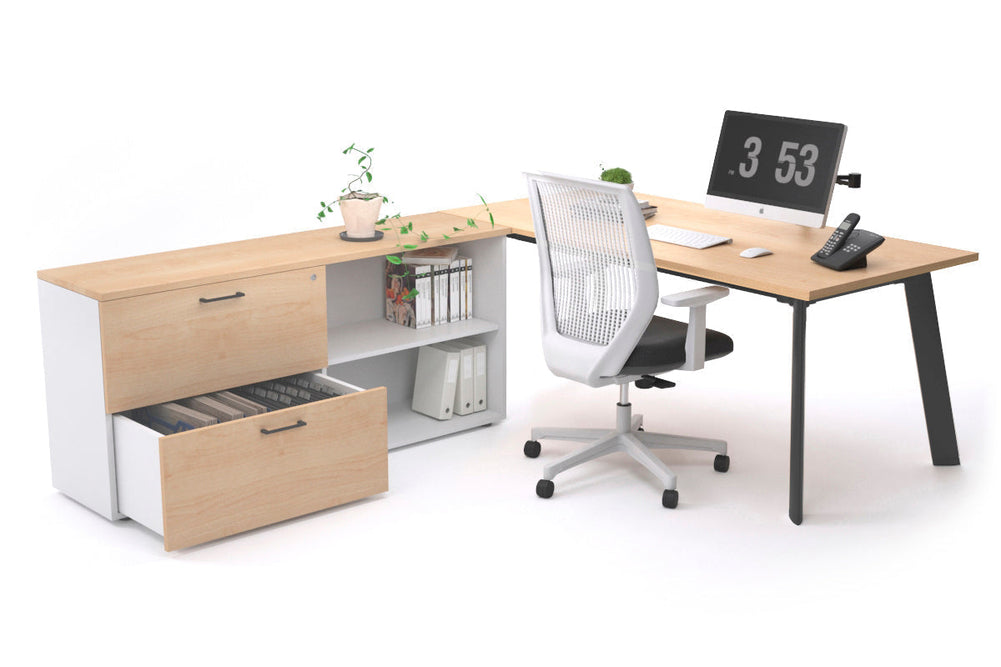 Switch Executive Setting With Uniform Spine - Black Frame [1800L x 700W]-maple none 2 drawer open filing cabinet