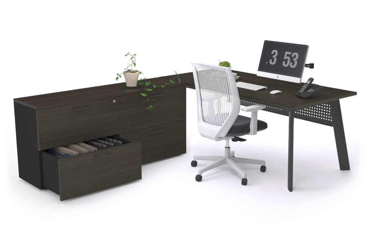 Switch Executive Setting With Uniform Spine - Black Frame [1800L x 700W] Jasonl dark oak black modesty 4 drawer lateral filing cabinet