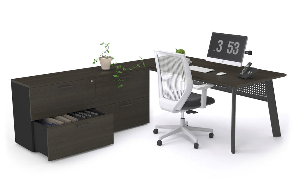 Switch Executive Setting With Uniform Spine - Black Frame [1800L x 700W]-dark oak black modesty 4 drawer lateral filing cabinet