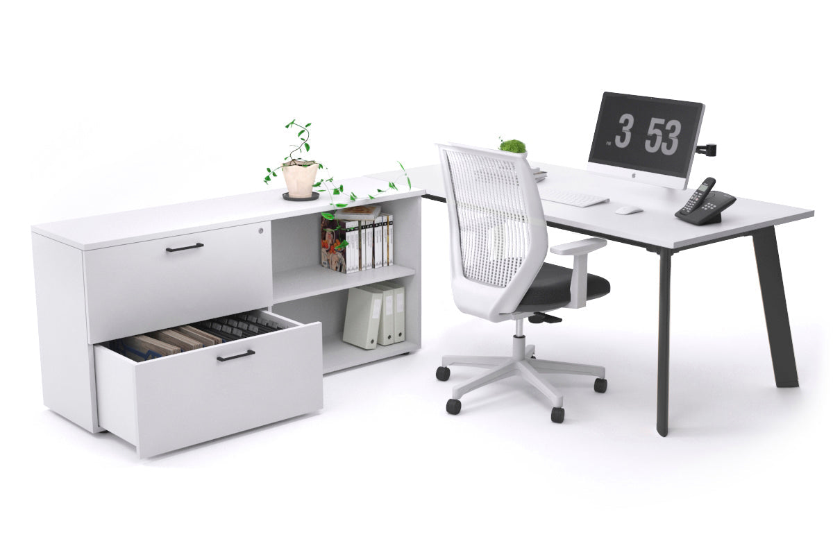 Switch Executive Setting With Uniform Spine - Black Frame [1800L x 700W] Jasonl white none 2 drawer open filing cabinet