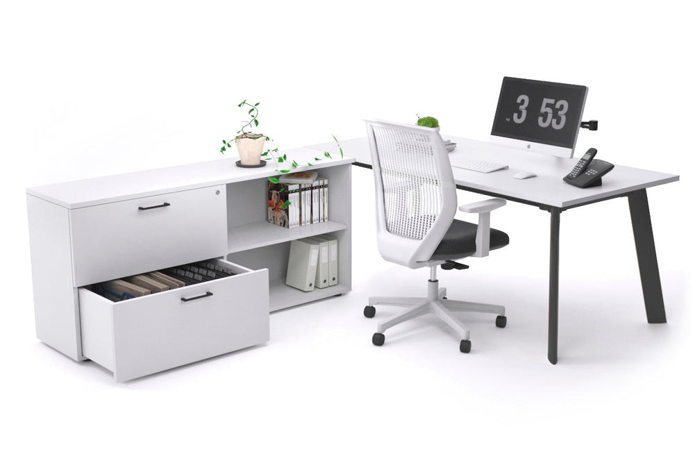 Switch Executive Setting With Uniform Spine - Black Frame [1800L x 700W]-white none 2 drawer open filing cabinet