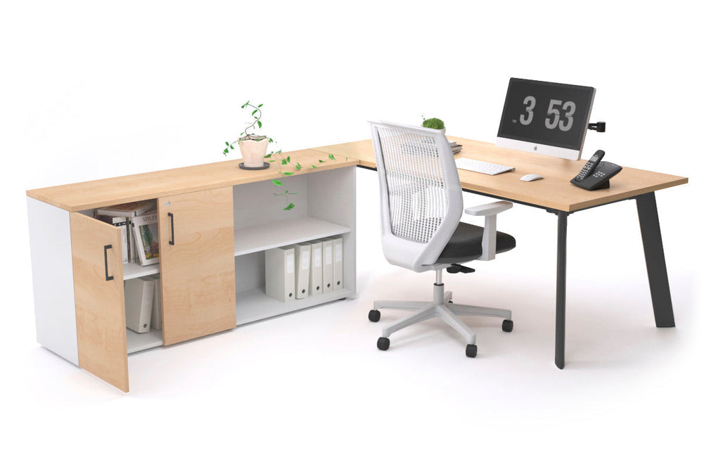 Switch Executive Setting With Uniform Spine - Black Frame [1800L x 700W]-maple none 2 door open storage cabinet