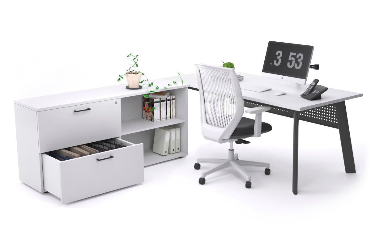 Switch Executive Setting With Uniform Spine - Black Frame [1800L x 700W] Jasonl white black modesty 2 drawer open filing cabinet