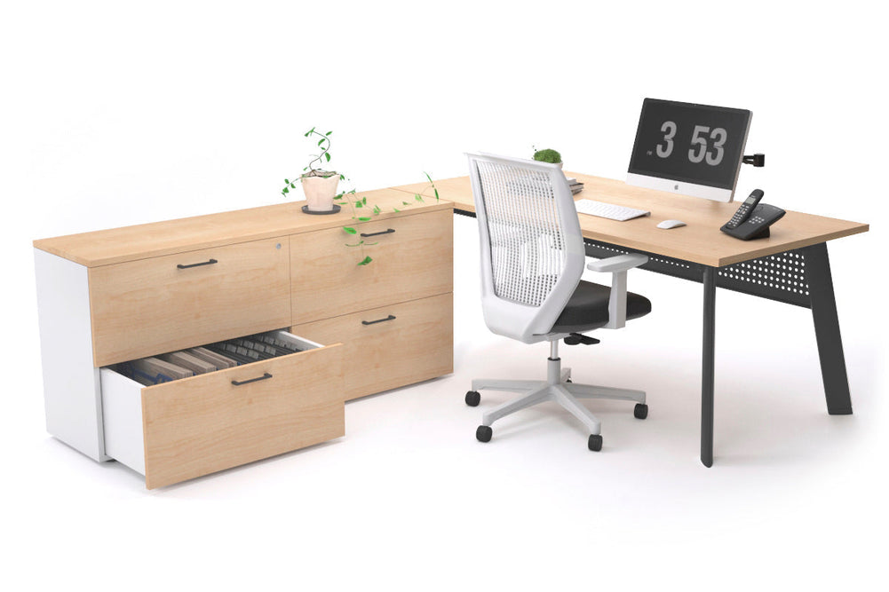 Switch Executive Setting With Uniform Spine - Black Frame [1800L x 700W]-maple black modesty 4 drawer lateral filing cabinet