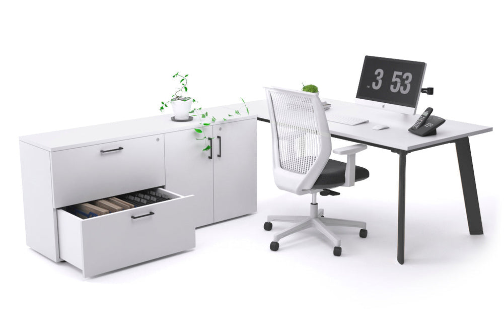 Switch Executive Setting With Uniform Spine - Black Frame [1800L x 700W]-white none 2 drawer 2 door filing cabinet