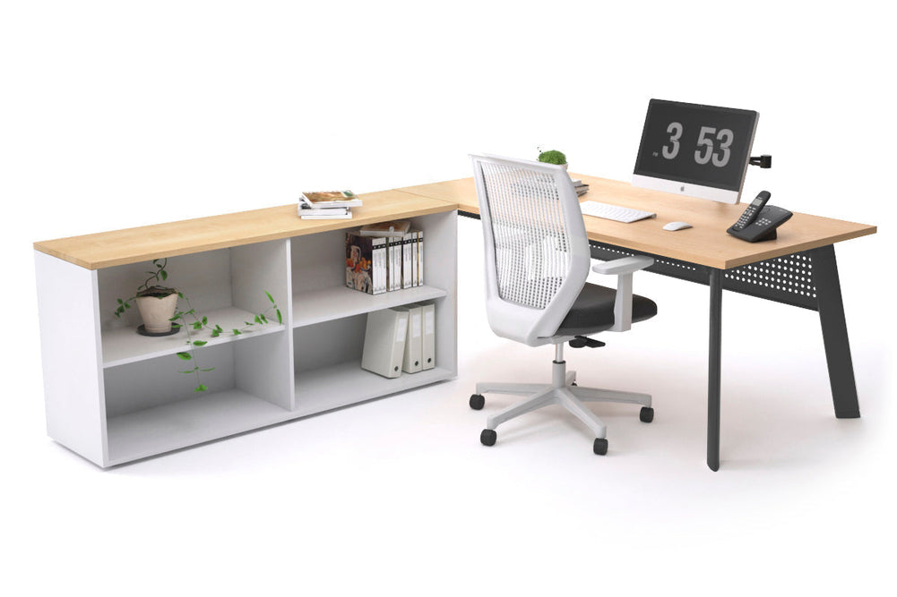 Switch Executive Setting With Uniform Spine - Black Frame [1800L x 700W]-maple black modesty open bookcase