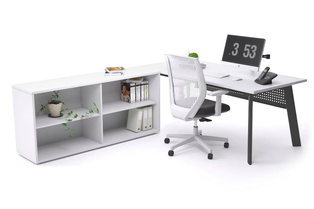 Switch Executive Setting With Uniform Spine - Black Frame [1800L x 700W]-white black modesty open bookcase