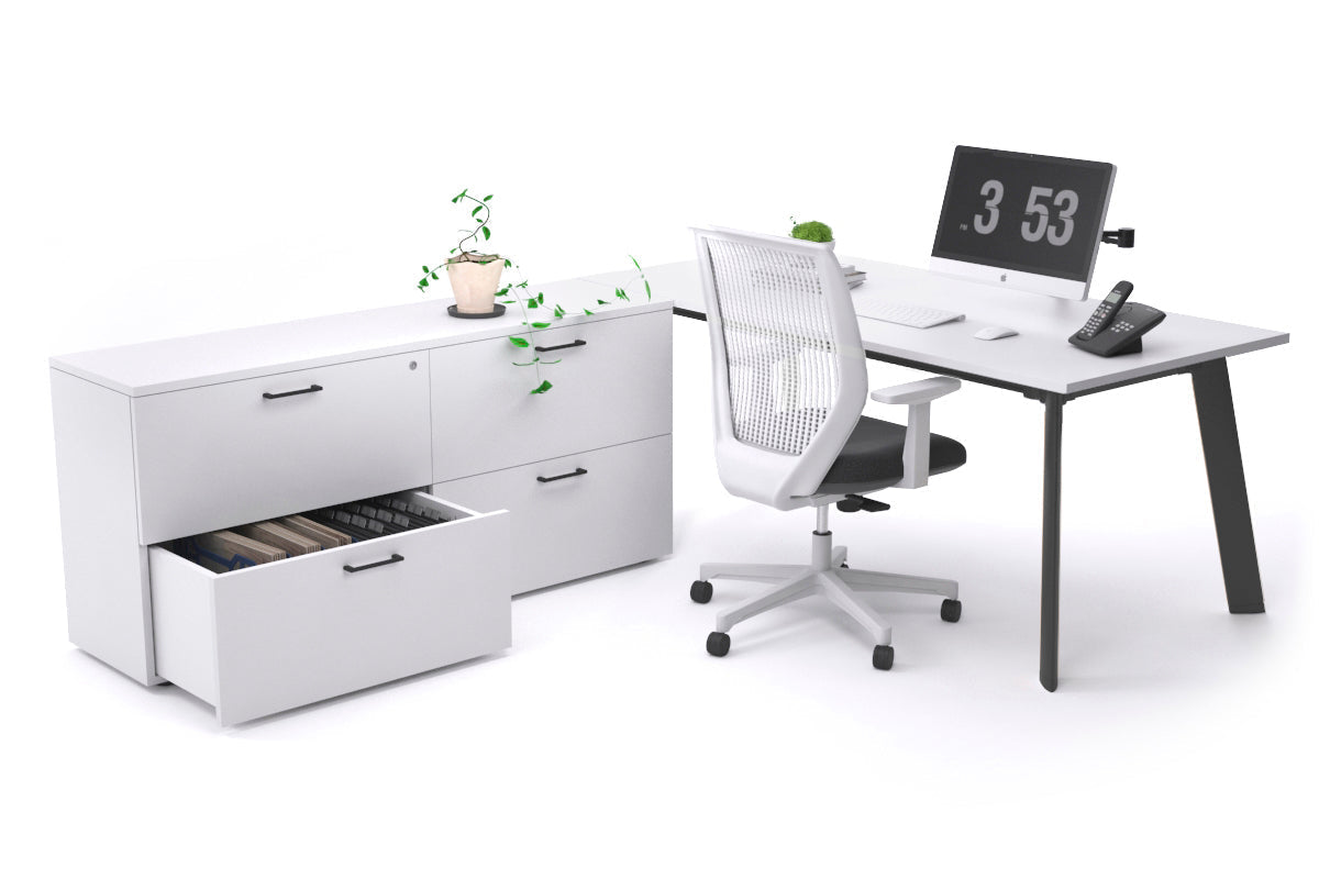 Switch Executive Setting With Uniform Spine - Black Frame [1800L x 700W] Jasonl white none 4 drawer lateral filing cabinet