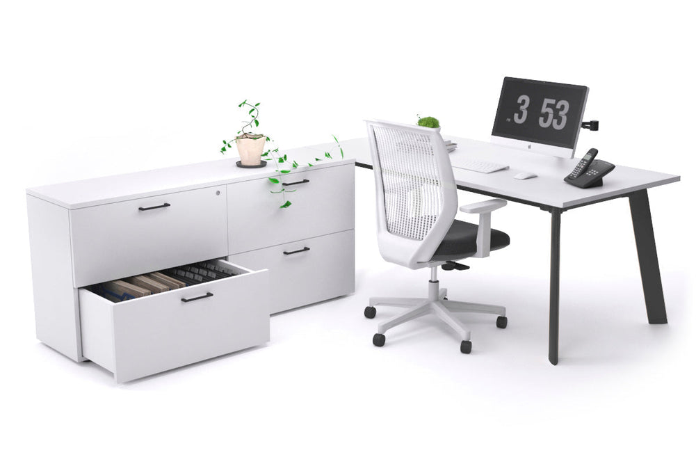 Switch Executive Setting With Uniform Spine - Black Frame [1800L x 700W]-white none 4 drawer lateral filing cabinet