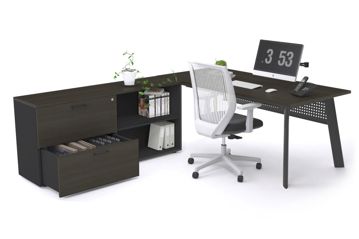 Switch Executive Setting With Uniform Spine - Black Frame [1800L x 700W] Jasonl dark oak black modesty 2 drawer open filing cabinet