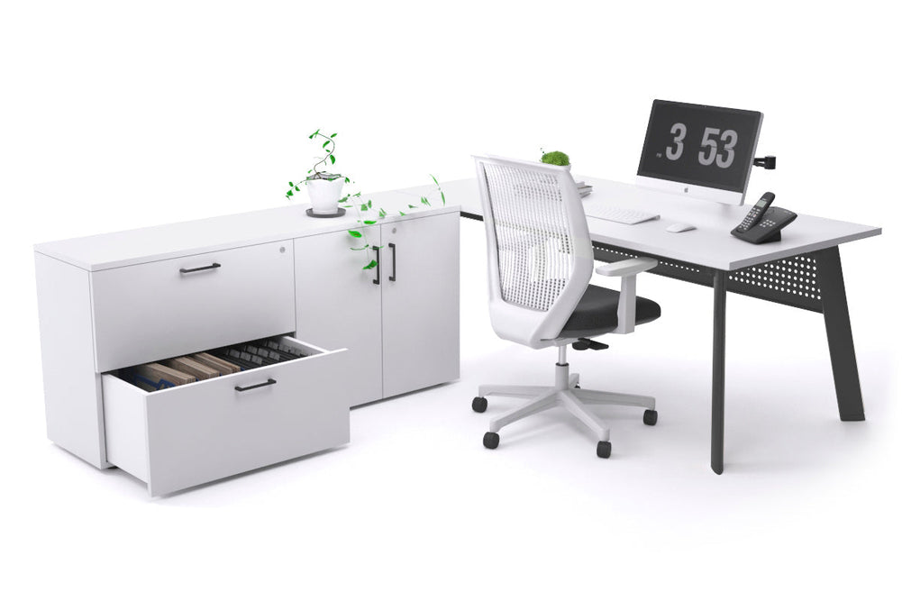 Switch Executive Setting With Uniform Spine - Black Frame [1800L x 700W]-white black modesty 2 drawer 2 door filing cabinet