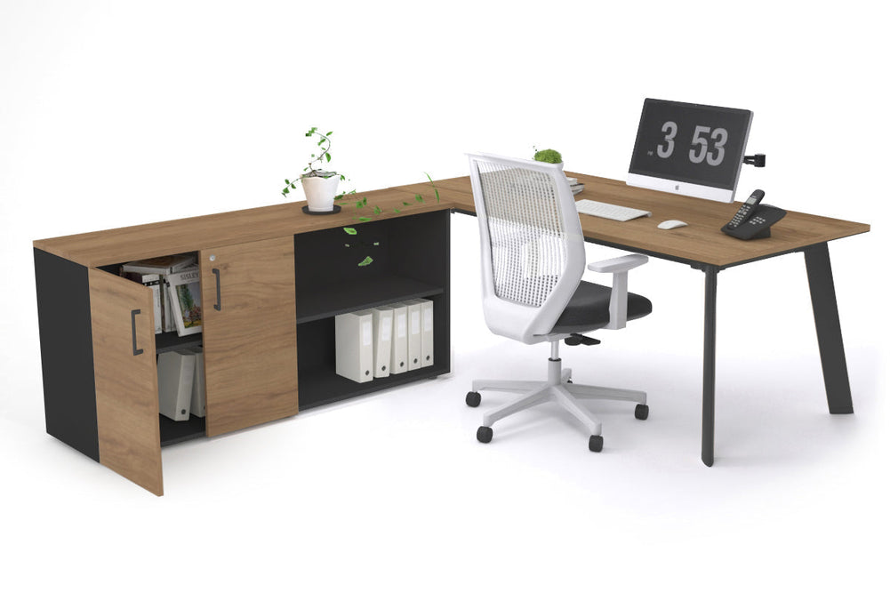 Switch Executive Setting With Uniform Spine - Black Frame [1800L x 700W]-salvage oak none 2 door open storage cabinet