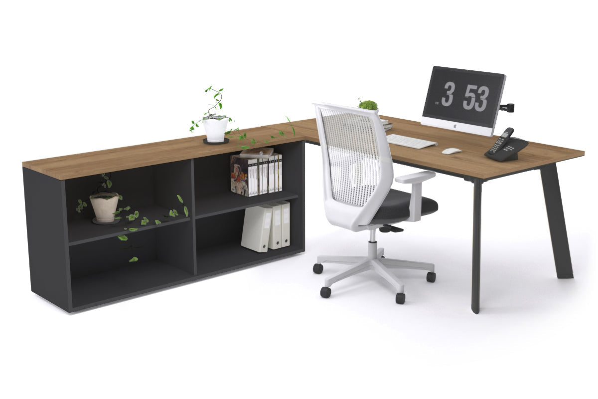 Switch Executive Setting With Uniform Spine - Black Frame [1800L x 700W]-salvage oak none open bookcase