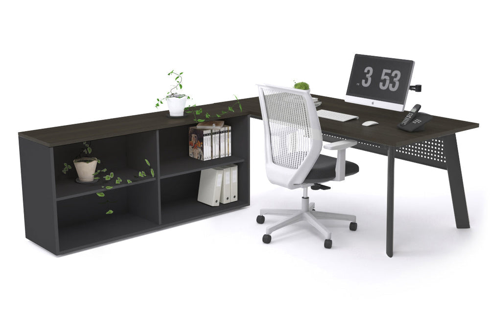 Switch Executive Setting With Uniform Spine - Black Frame [1800L x 700W]-dark oak black modesty open bookcase