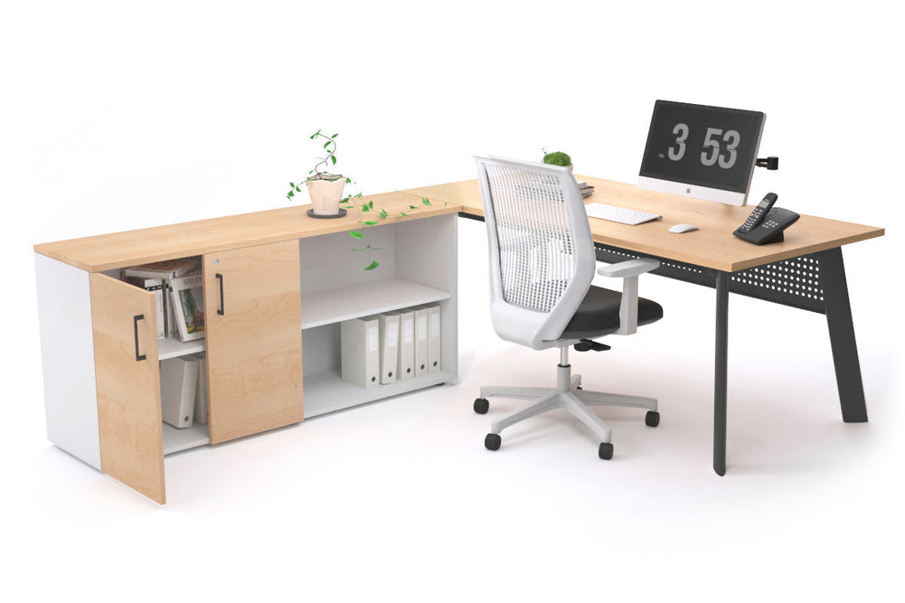 Switch Executive Setting With Uniform Spine - Black Frame [1800L x 700W]-maple black modesty 2 door open storage cabinet