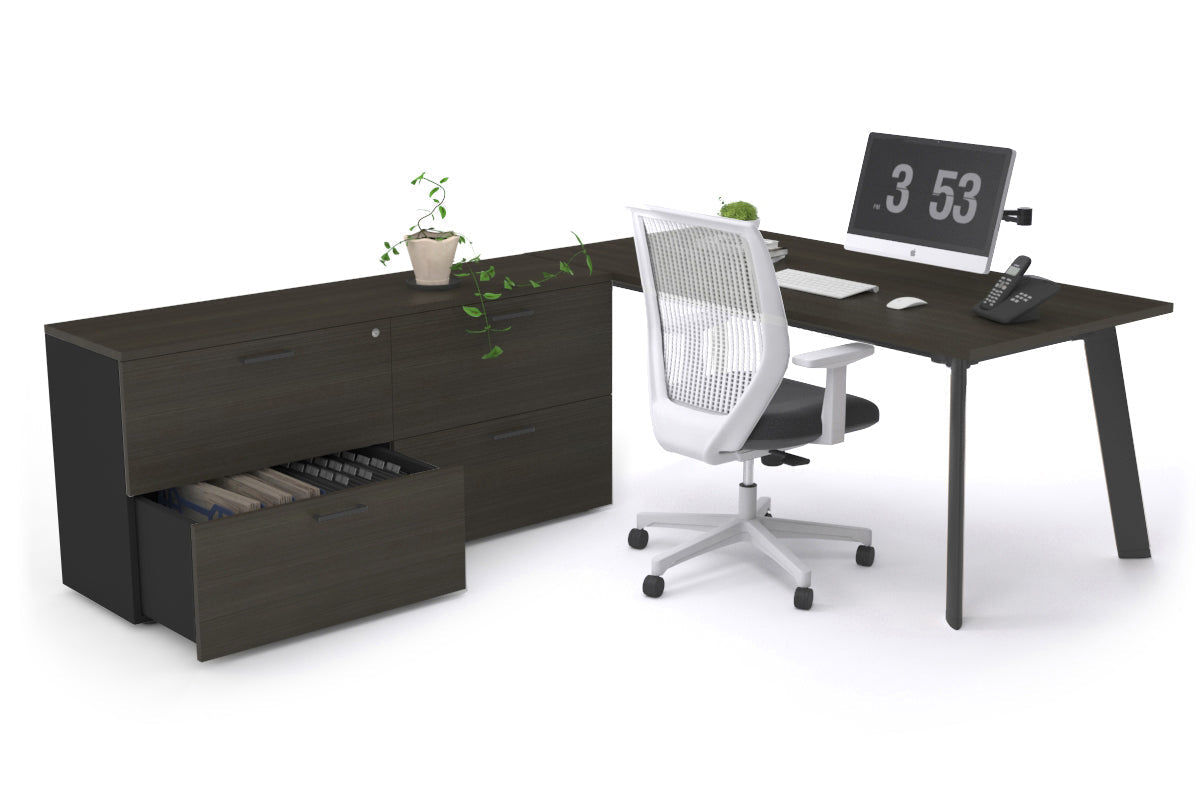 Switch Executive Setting With Uniform Spine - Black Frame [1800L x 700W] Jasonl dark oak none 4 drawer lateral filing cabinet
