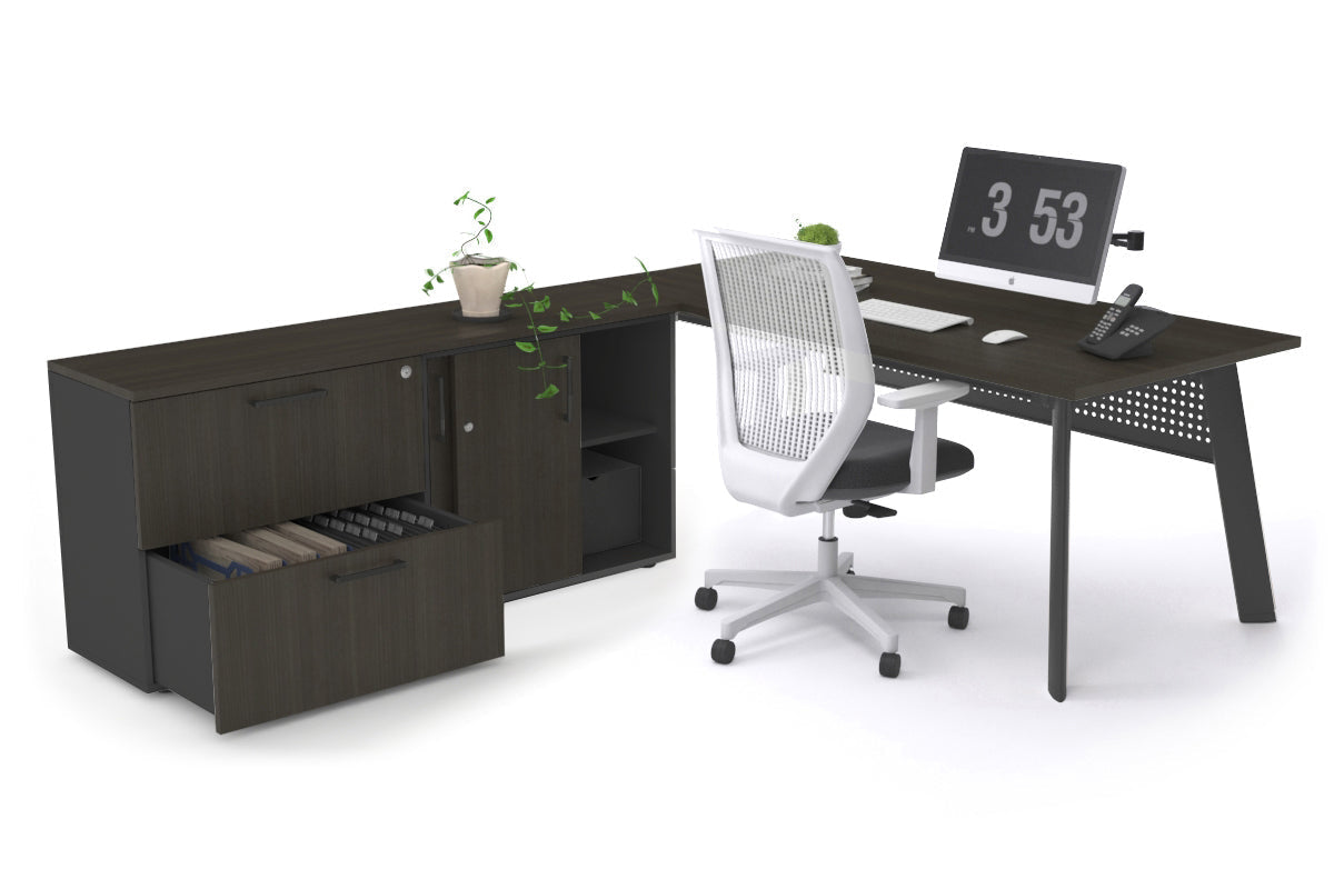 Switch Executive Setting With Uniform Spine - Black Frame [1800L x 700W] Jasonl dark oak black modesty 2 drawer lateral sliding door credenza
