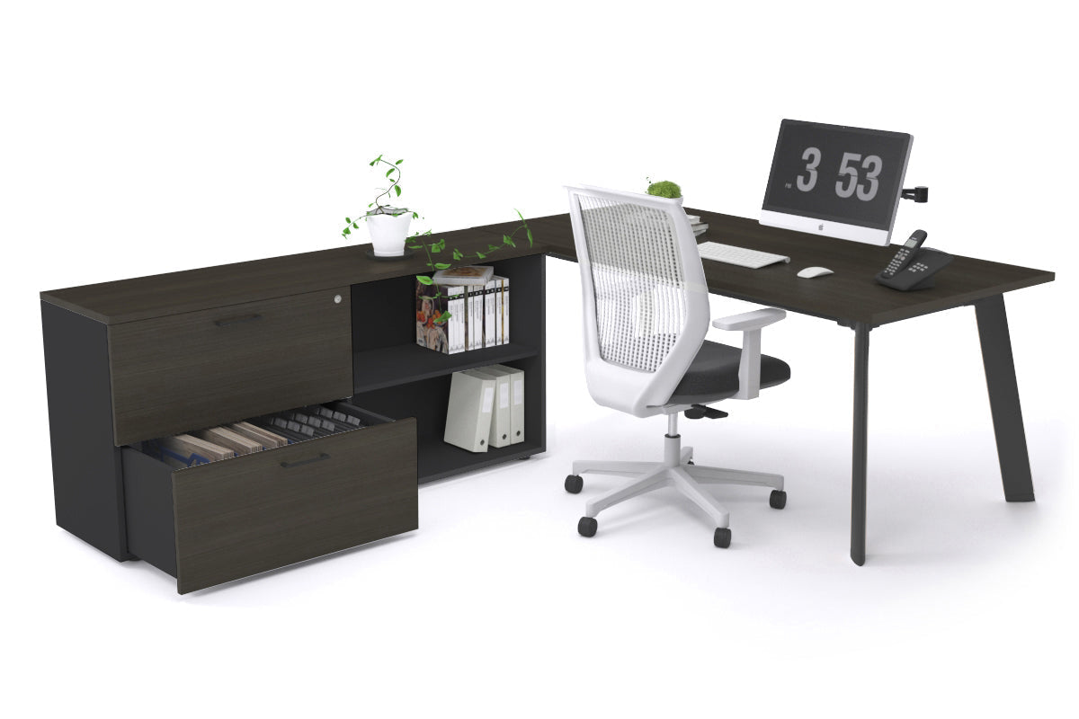 Switch Executive Setting With Uniform Spine - Black Frame [1800L x 700W] Jasonl dark oak none 2 drawer open filing cabinet