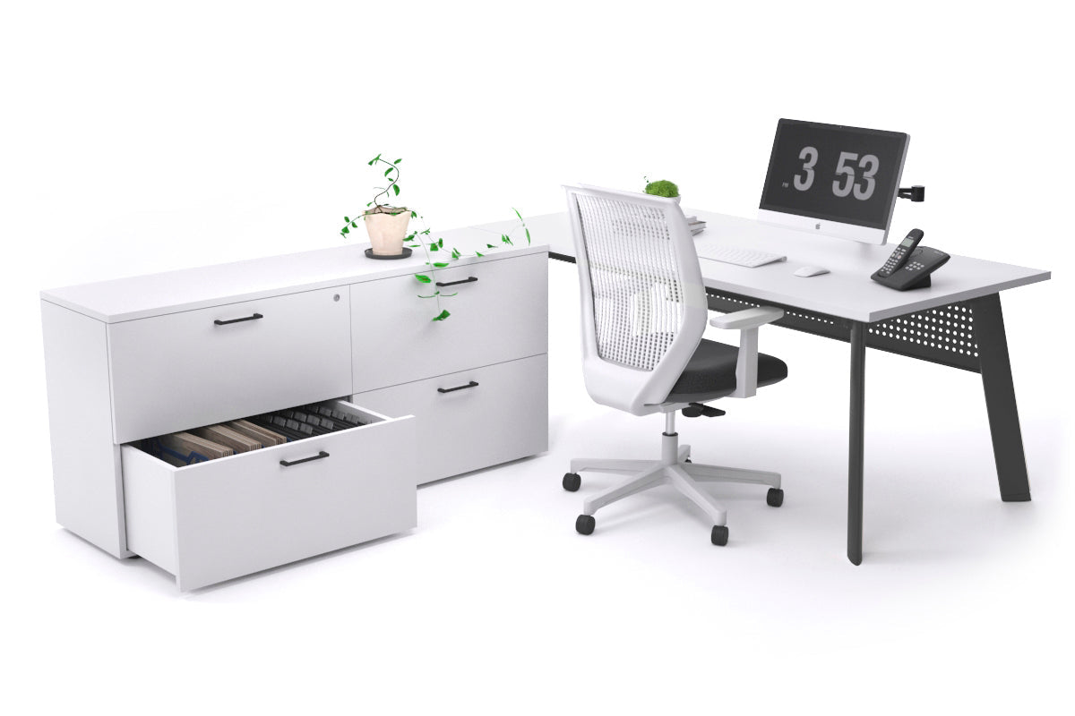 Switch Executive Setting With Uniform Spine - Black Frame [1800L x 700W] Jasonl white black modesty 4 drawer lateral filing cabinet