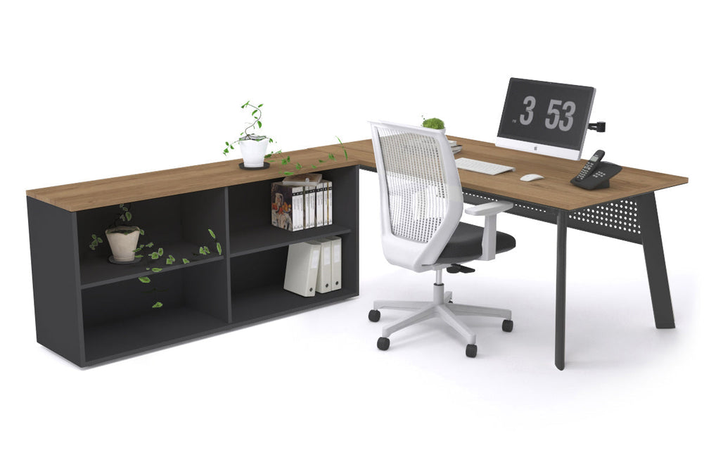 Switch Executive Setting With Uniform Spine - Black Frame [1800L x 700W]-salvage oak black modesty open bookcase