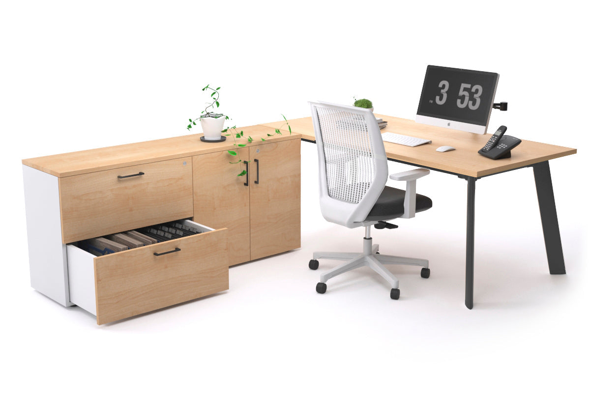 Switch Executive Setting With Uniform Spine - Black Frame [1800L x 700W] Jasonl maple none 2 drawer 2 door filing cabinet