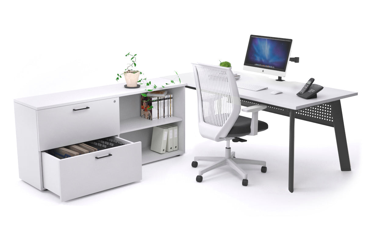 Switch Executive Setting With Uniform Spine - Black Frame [1800L x 800W with Cable Scallop] Jasonl white black modesty 2 drawer open filing cabinet
