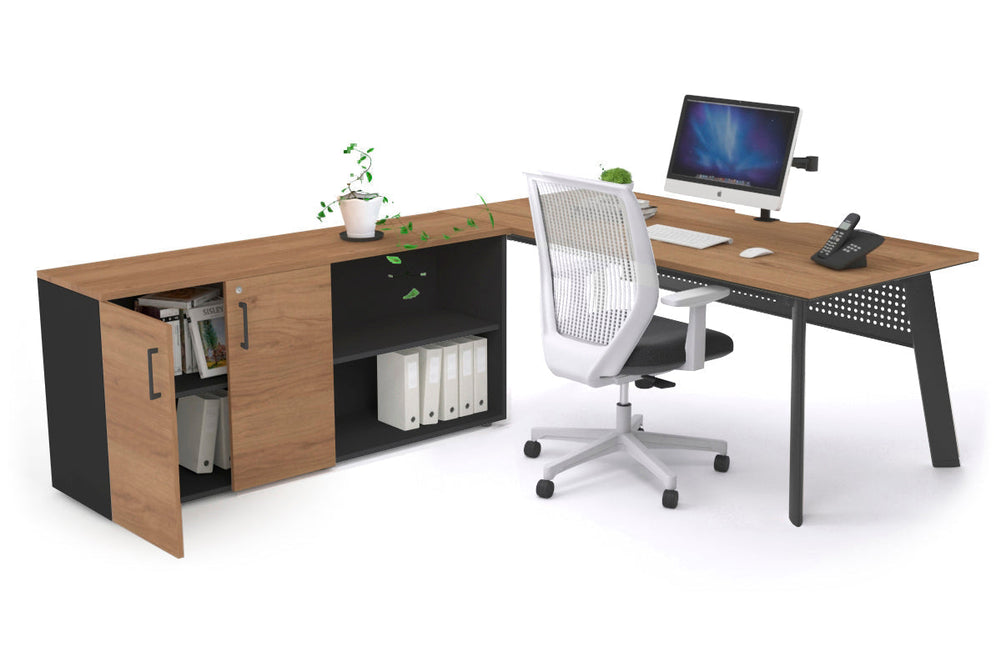 Switch Executive Setting With Uniform Spine - Black Frame [1800L x 800W with Cable Scallop]-salvage oak black modesty 2 door open storage cabinet