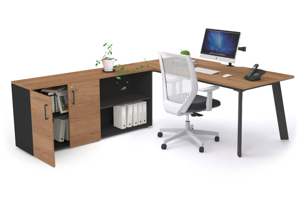 Switch Executive Setting With Uniform Spine - Black Frame [1800L x 800W with Cable Scallop]-salvage oak none 2 door open storage cabinet