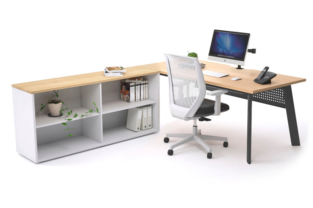 Switch Executive Setting With Uniform Spine - Black Frame [1800L x 800W with Cable Scallop]-maple black modesty open bookcase