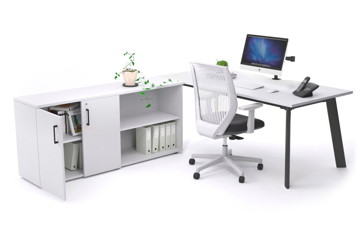 Switch Executive Setting With Uniform Spine - Black Frame [1800L x 800W with Cable Scallop] Jasonl white none 2 door open storage cabinet