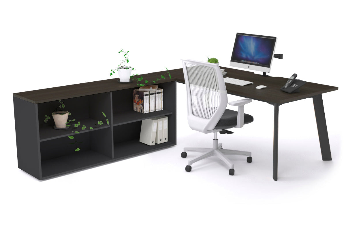 Switch Executive Setting With Uniform Spine - Black Frame [1800L x 800W with Cable Scallop] Jasonl dark oak none open bookcase
