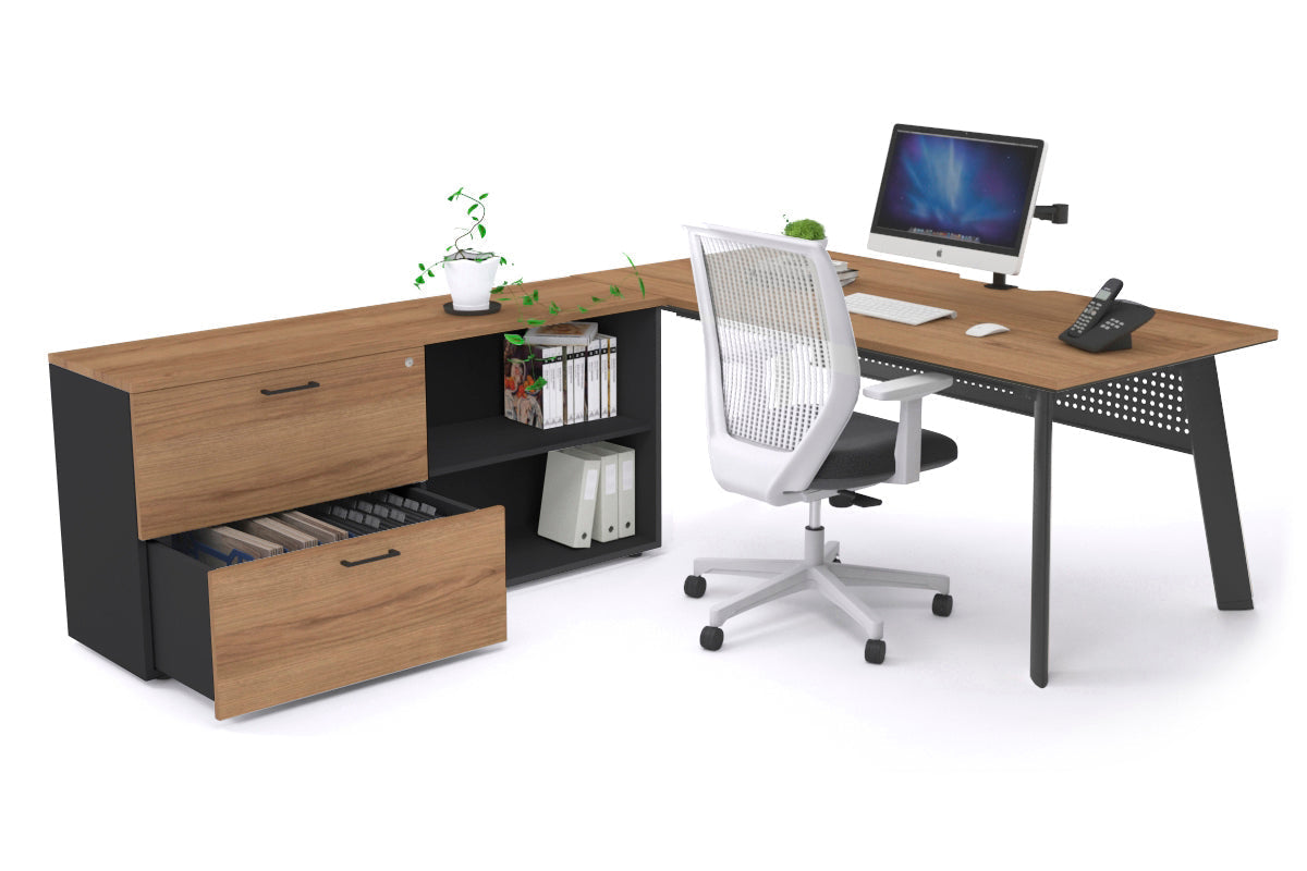 Switch Executive Setting With Uniform Spine - Black Frame [1800L x 800W with Cable Scallop] Jasonl salvage oak black modesty 2 drawer open filing cabinet