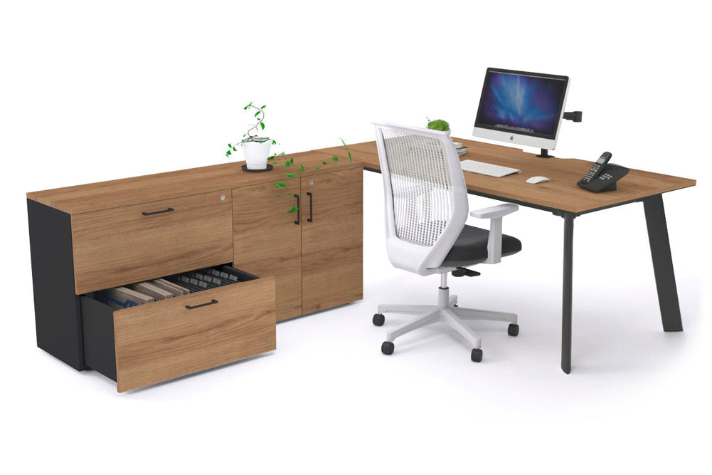 Switch Executive Setting With Uniform Spine - Black Frame [1800L x 800W with Cable Scallop]-salvage oak none 2 drawer 2 door filing cabinet