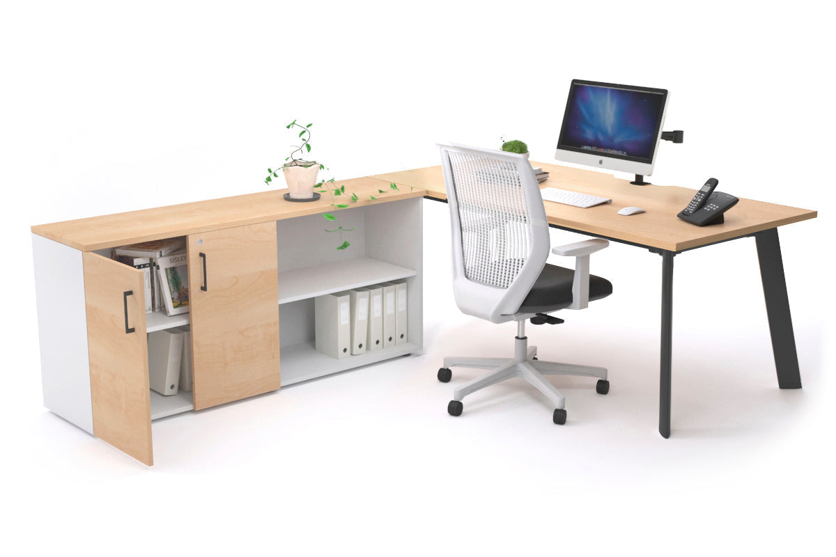 Switch Executive Setting With Uniform Spine - Black Frame [1800L x 800W with Cable Scallop] Jasonl maple none 2 door open storage cabinet