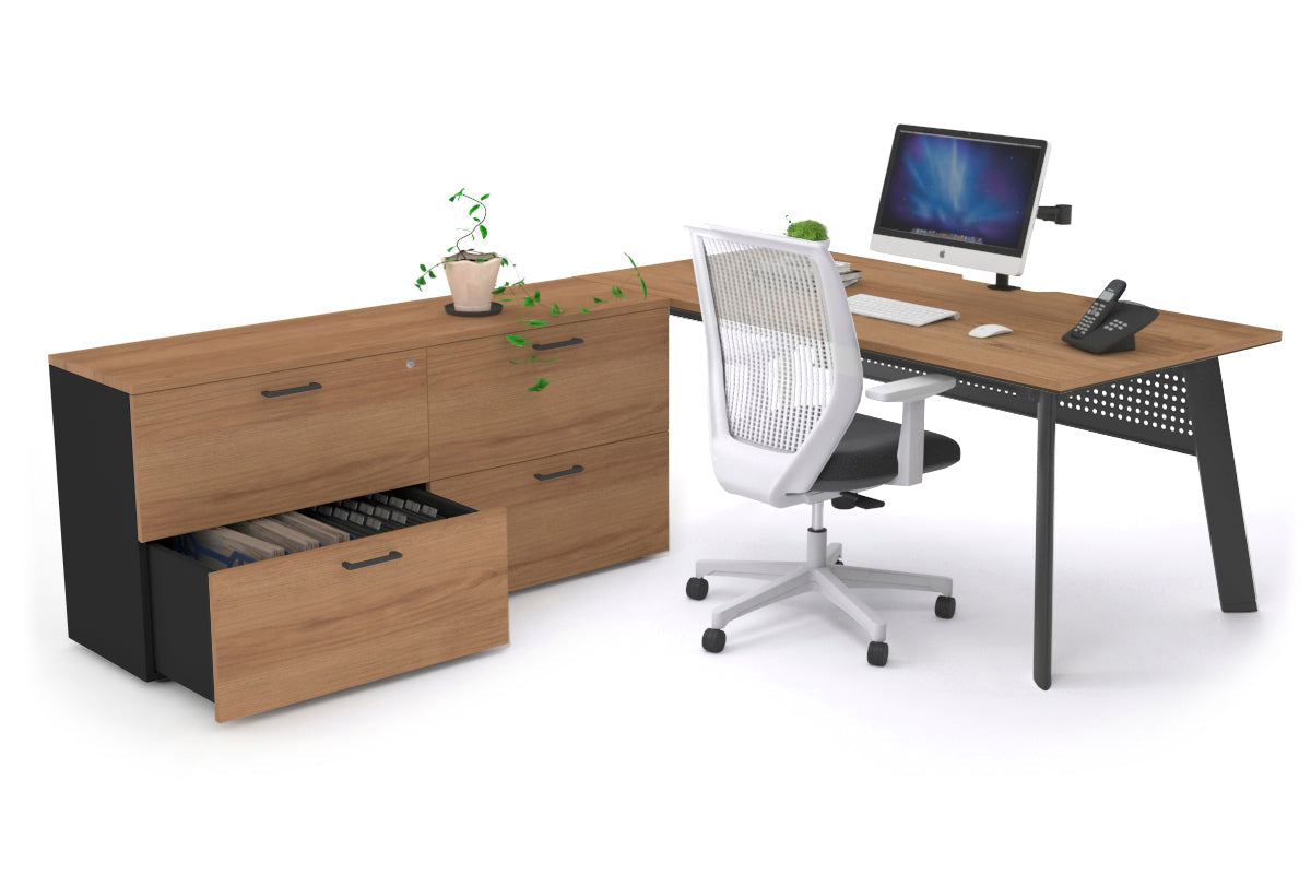 Switch Executive Setting With Uniform Spine - Black Frame [1800L x 800W with Cable Scallop] Jasonl salvage oak black modesty 4 drawer lateral filing cabinet