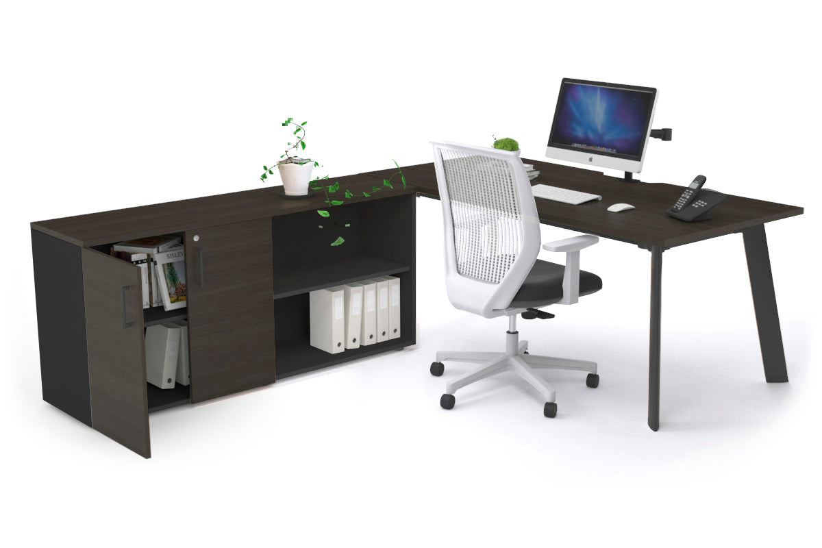 Switch Executive Setting With Uniform Spine - Black Frame [1800L x 800W with Cable Scallop] Jasonl dark oak none 2 door open storage cabinet