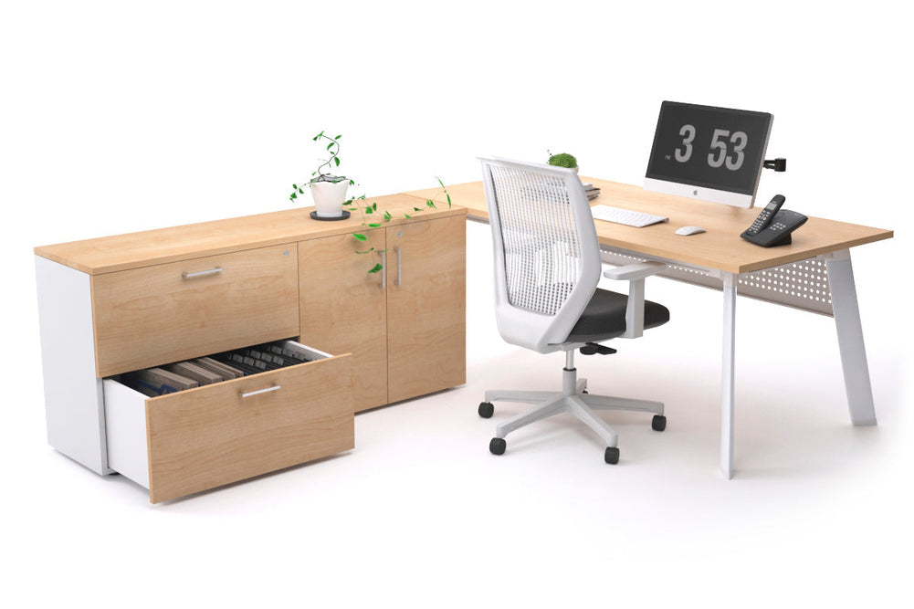 Switch Executive Setting With Uniform Spine - White Frame [1600L x 700W]-maple white modesty 2 drawer 2 door filing cabinet